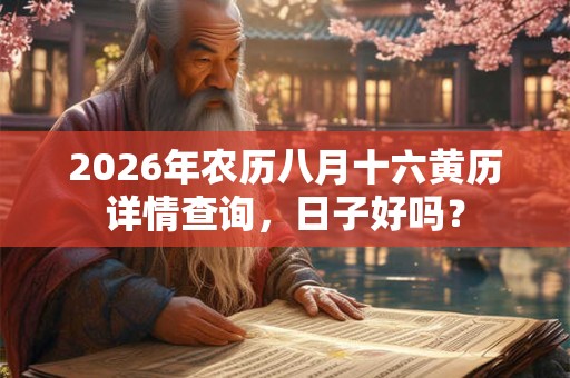 2026年农历八月十六黄历详情查询，日子好吗？