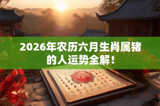 2026年农历六月生肖属猪的人运势全解！