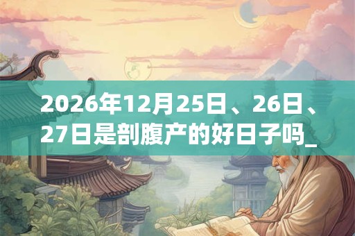 2026年12月25日、26日、27日是剖腹产的好日子吗_剖腹产可以吗
