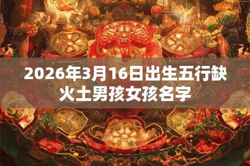 2026年3月16日出生五行缺火土男孩女孩名字