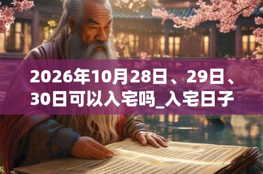 2026年10月28日、29日、30日可以入宅吗_入宅日子好吗