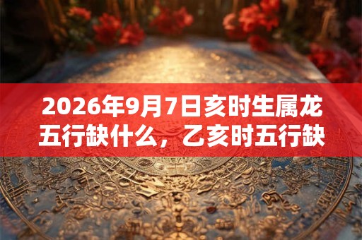 2026年9月7日亥时生属龙五行缺什么，乙亥时五行缺什么