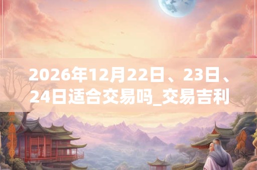 2026年12月22日、23日、24日适合交易吗_交易吉利吗