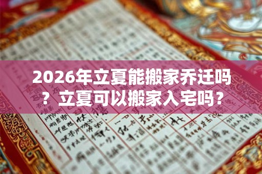 2026年立夏能搬家乔迁吗？立夏可以搬家入宅吗？