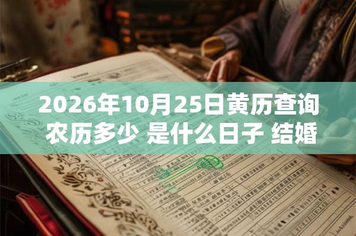 2026年10月25日黄历查询 农历多少 是什么日子 结婚吉时 2026年10月25日黄历查询 农历多少 是什么日子 结婚吉时