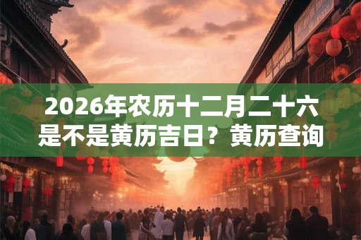 2026年农历十二月二十六是不是黄历吉日？黄历查询