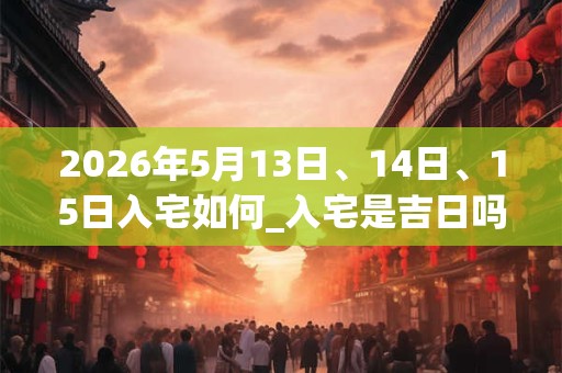 2026年5月13日、14日、15日入宅如何_入宅是吉日吗