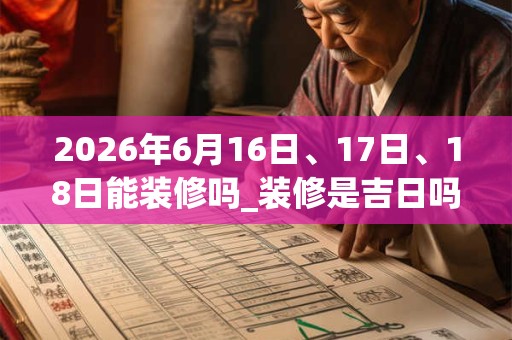 2026年6月16日、17日、18日能装修吗_装修是吉日吗