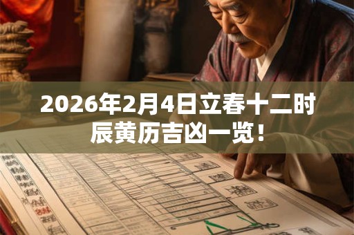 2026年2月4日立春十二时辰黄历吉凶一览！