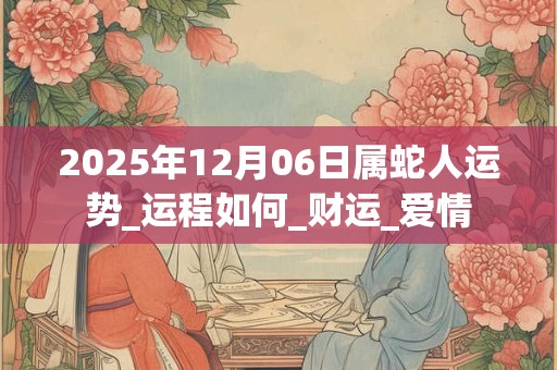 2025年12月06日属蛇人运势_运程如何_财运_爱情