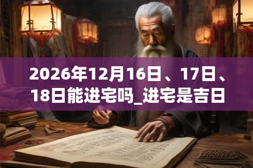 2026年12月16日、17日、18日能进宅吗_进宅是吉日吗