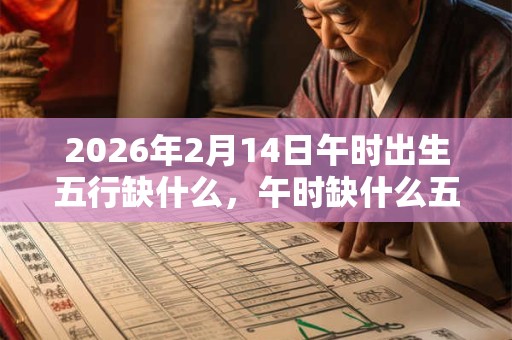 2026年2月14日午时出生五行缺什么，午时缺什么五行