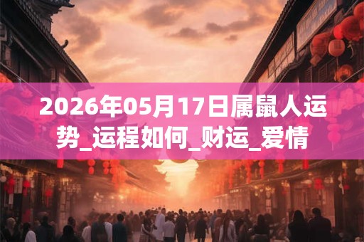 2026年05月17日属鼠人运势_运程如何_财运_爱情