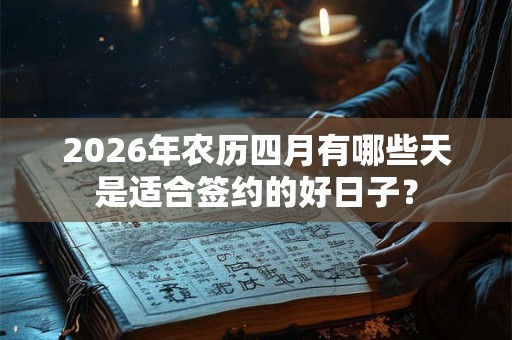 2026年农历四月有哪些天是适合签约的好日子？