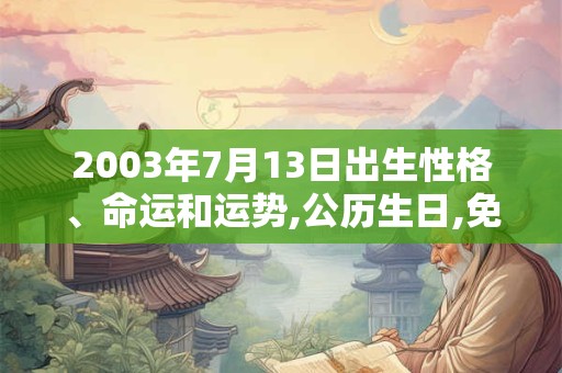 2003年7月13日出生性格、命运和运势,公历生日,免费算命 2003年7月13日出生性格、命运和运势,公历生日,免费算命