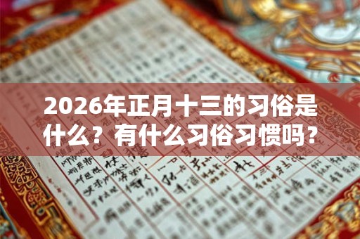 2026年正月十三的习俗是什么？有什么习俗习惯吗？