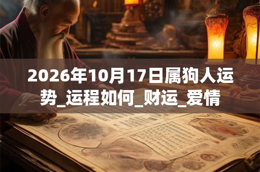 2026年10月17日属狗人运势_运程如何_财运_爱情 2026年10月17日属狗人运势_运程如何_财运_爱情