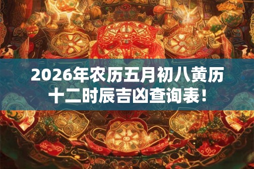 2026年农历五月初八黄历十二时辰吉凶查询表! 2026年农历五月初八黄历十二时辰吉凶查询表!