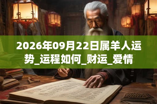 2026年09月22日属羊人运势_运程如何_财运_爱情 2026年09月22日属羊人运势_运程如何_财运_爱情
