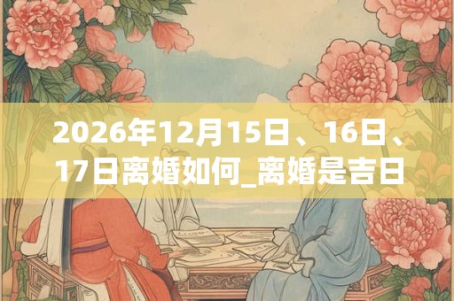 2026年12月15日、16日、17日离婚如何_离婚是吉日吗 2026年12月15日、16日、17日离婚如何_离婚是吉日吗
