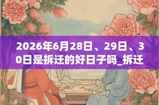 2026年6月28日、29日、30日是拆迁的好日子吗_拆迁可以吗 2026年6月28日、29日、30日是拆迁的好日子吗_拆迁可以吗