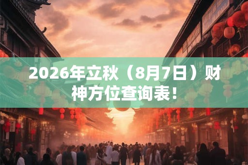 2026年立秋（8月7日）财神方位查询表！