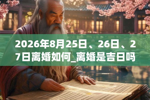 2026年8月25日、26日、27日离婚如何_离婚是吉日吗 2026年8月25日、26日、27日离婚如何_离婚是吉日吗