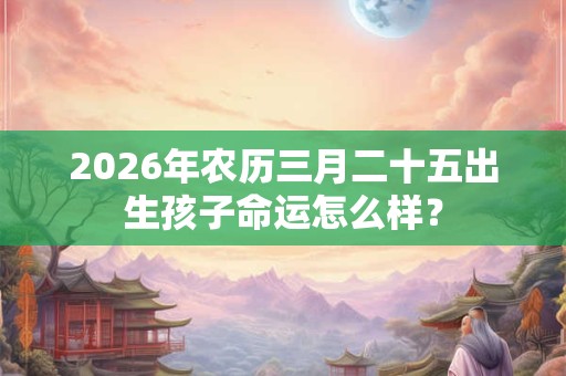 2026年农历三月二十五出生孩子命运怎么样？