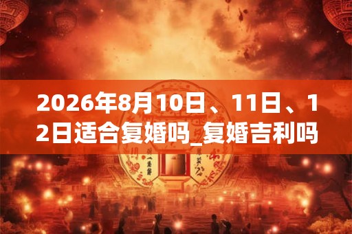 2026年8月10日、11日、12日适合复婚吗_复婚吉利吗 2026年8月10日、11日、12日适合复婚吗_复婚吉利吗
