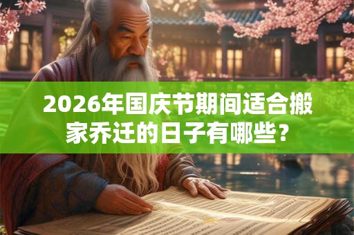 2026年国庆节期间适合搬家乔迁的日子有哪些? 2026年国庆节期间适合搬家乔迁的日子有哪些?