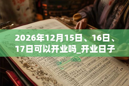 2026年12月15日、16日、17日可以开业吗_开业日子好吗 2026年12月15日、16日、17日可以开业吗_开业日子好吗