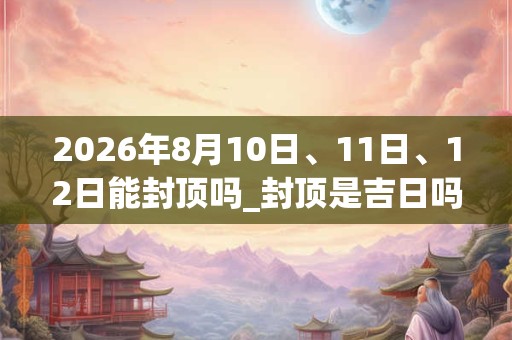 2026年8月10日、11日、12日能封顶吗_封顶是吉日吗