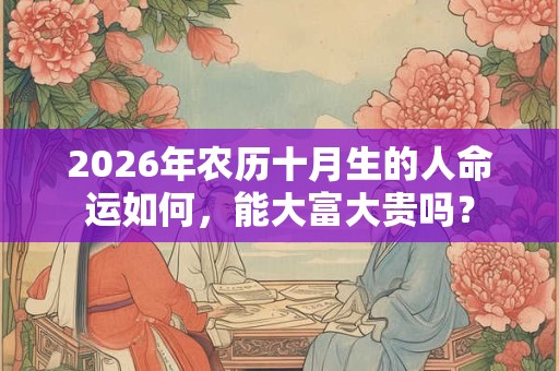 2026年农历十月生的人命运如何，能大富大贵吗？