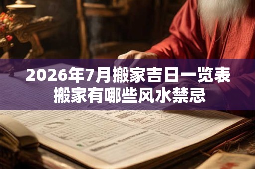 2026年7月搬家吉日一览表 搬家有哪些风水禁忌 2026年7月搬家吉日一览表 搬家有哪些风水禁忌