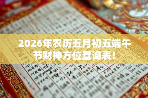 2026年农历五月初五端午节财神方位查询表! 2026年农历五月初五端午节财神方位查询表!