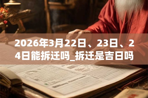2026年3月22日、23日、24日能拆迁吗_拆迁是吉日吗 2026年3月22日、23日、24日能拆迁吗_拆迁是吉日吗