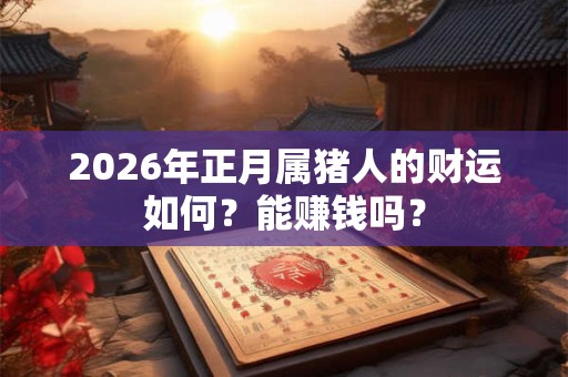 2026年正月属猪人的财运如何？能赚钱吗？