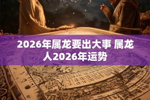 2026年属龙要出大事 属龙人2026年运势