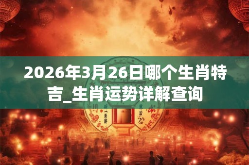 2026年3月26日哪个生肖特吉_生肖运势详解查询 2026年3月26日哪个生肖特吉_生肖运势详解查询