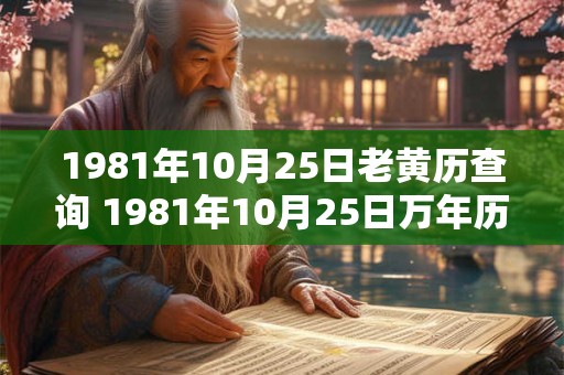 1981年10月25日老黄历查询 1981年10月25日万年历黄道吉日 1981年10月25日老黄历查询 1981年10月25日万年历黄道吉日