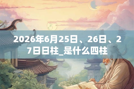 2026年6月25日、26日、27日日柱_是什么四柱 2026年6月25日、26日、27日日柱_是什么四柱