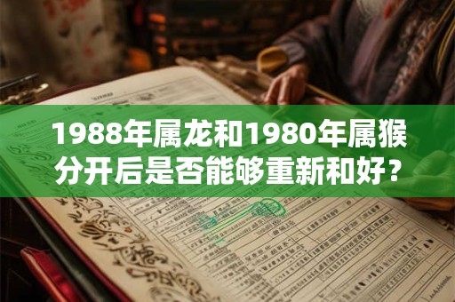 1988年属龙和1980年属猴分开后是否能够重新和好？