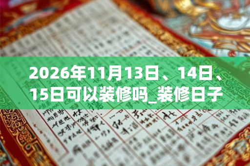 2026年11月13日、14日、15日可以装修吗_装修日子好吗