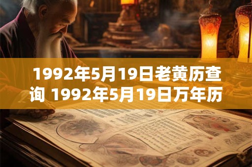 1992年5月19日老黄历查询 1992年5月19日万年历黄道吉日 1992年5月19日老黄历查询 1992年5月19日万年历黄道吉日