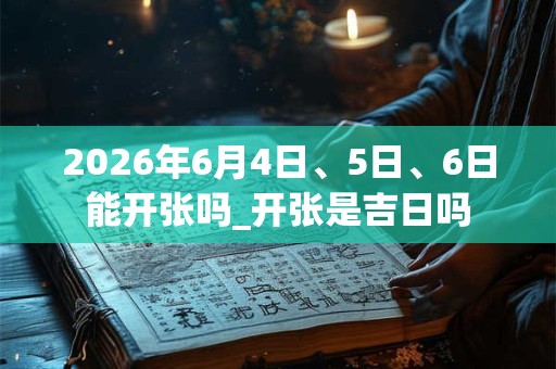 2026年6月4日、5日、6日能开张吗_开张是吉日吗