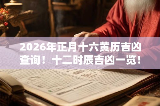 2026年正月十六黄历吉凶查询!十二时辰吉凶一览! 2026年正月十六黄历吉凶查询!十二时辰吉凶一览!
