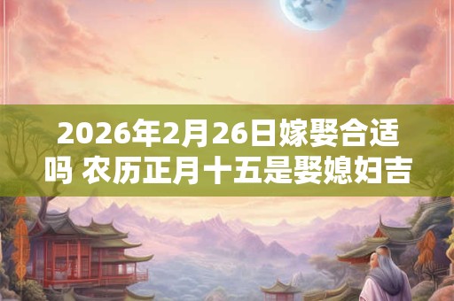 2026年2月26日嫁娶合适吗 农历正月十五是娶媳妇吉日吗