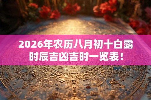 2026年农历八月初十白露时辰吉凶吉时一览表! 2026年农历八月初十白露时辰吉凶吉时一览表!