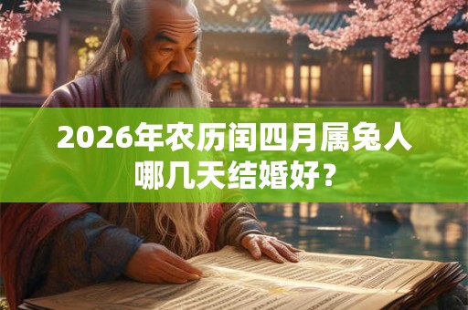 2026年农历闰四月属兔人哪几天结婚好？