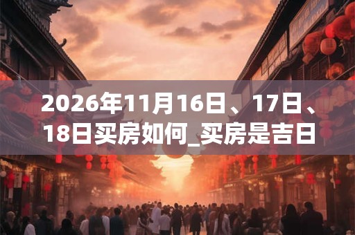 2026年11月16日、17日、18日买房如何_买房是吉日吗 2026年11月16日、17日、18日买房如何_买房是吉日吗